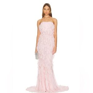 Lovers & Friends Davina Pink Ruffle Gown